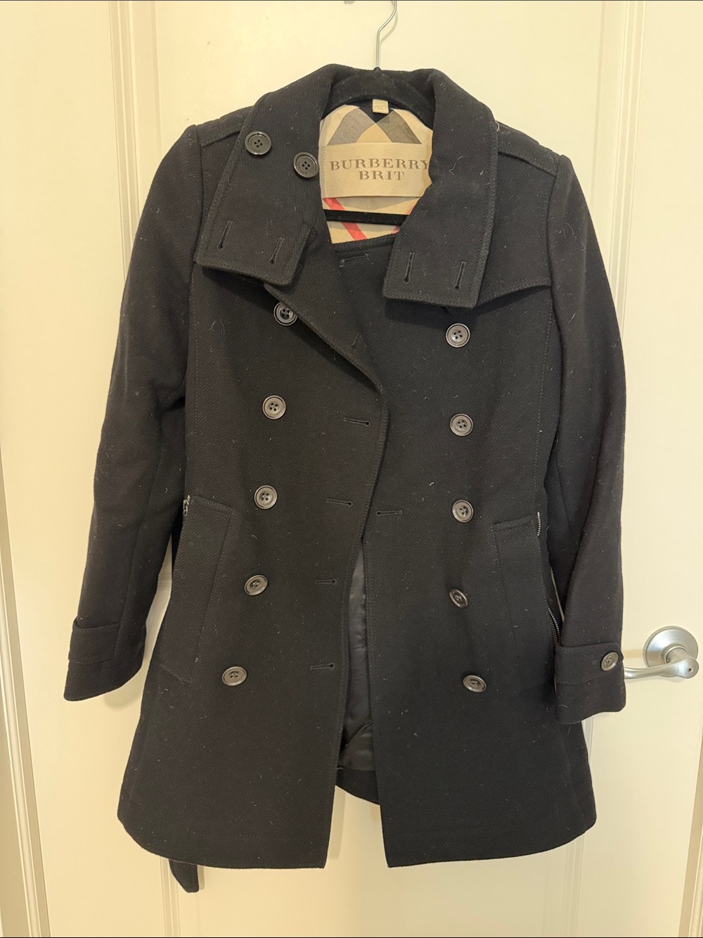 Burberry Brit Double Breast Wool Coat